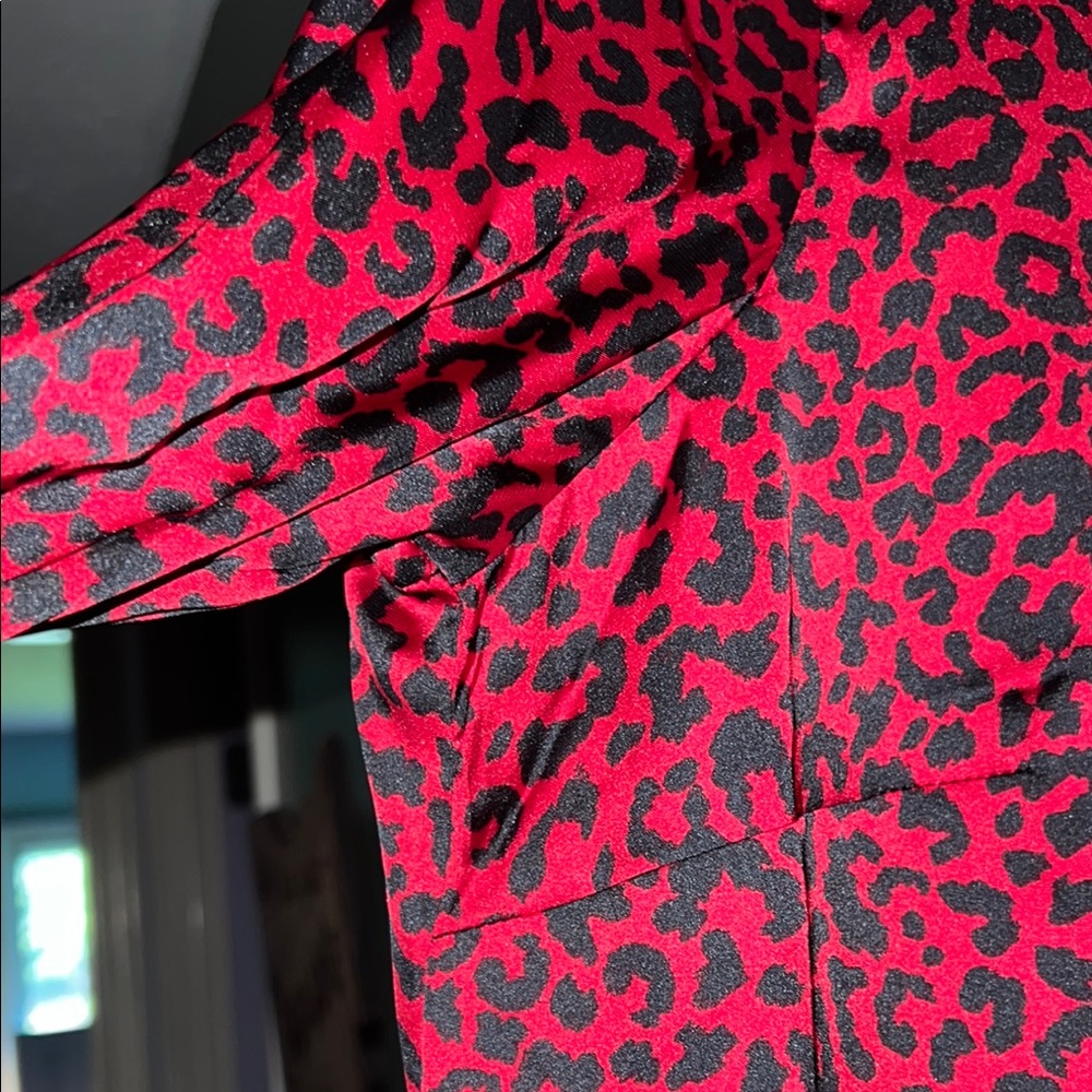 Bar III Red and Black Animal Print Top - Picture 6 of 9